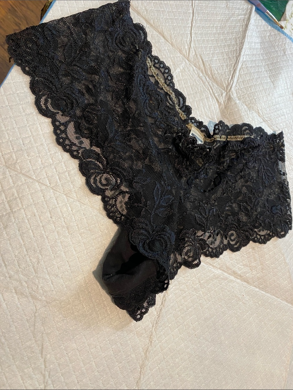 George Black Lace Hipster Panty with Floral Trim